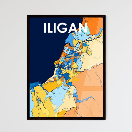 ILIGAN PHILIPPINES Vibrant Colorful Art Map Poster Blue Orange