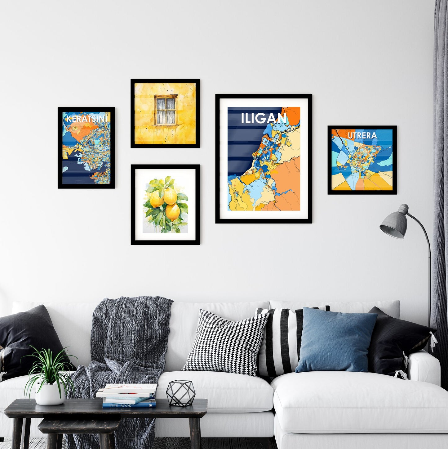 ILIGAN PHILIPPINES Vibrant Colorful Art Map Poster Blue Orange