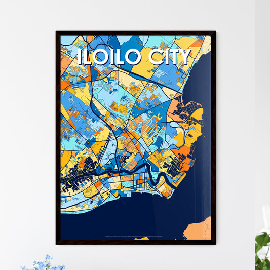 ILOILO CITY PHILIPPINES Vibrant Colorful Art Map Poster Blue Orange