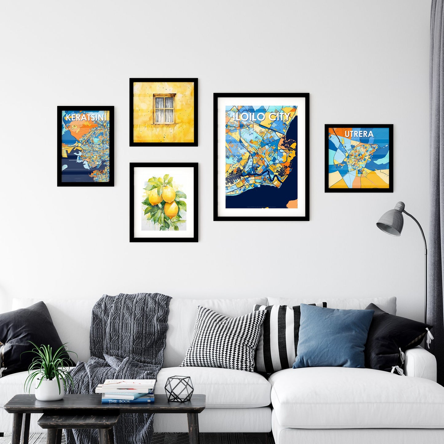 ILOILO CITY PHILIPPINES Vibrant Colorful Art Map Poster Blue Orange