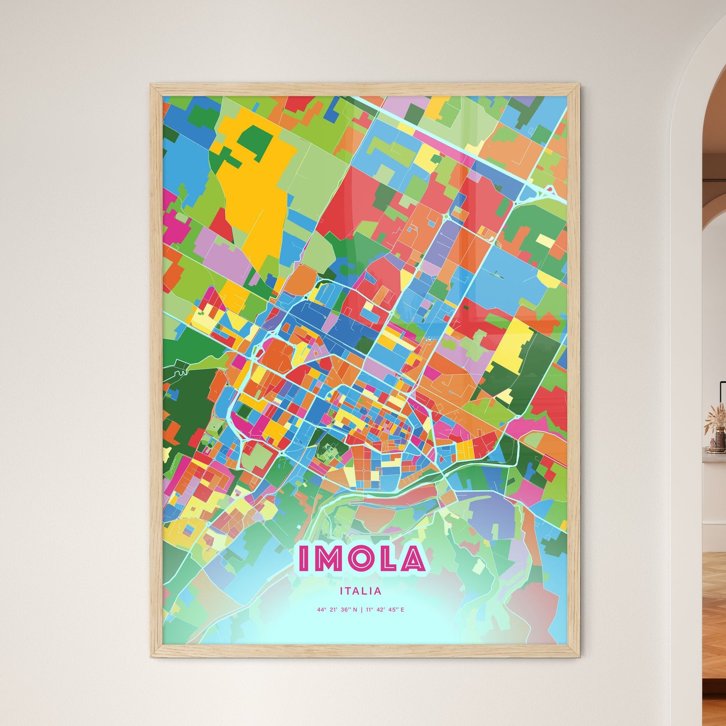 Colorful Imola Italy Fine Art Map Crazy Colors