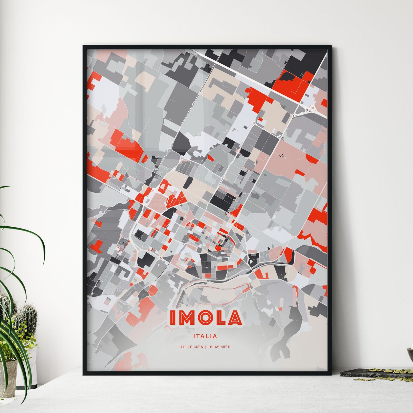 Colorful Imola Italy Fine Art Map Modern Expressive