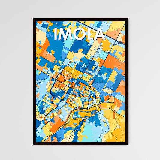 IMOLA ITALY Vibrant Colorful Art Map Poster Blue Orange