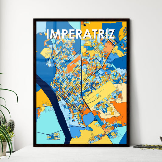 IMPERATRIZ BRAZIL Vibrant Colorful Art Map Poster Blue Orange