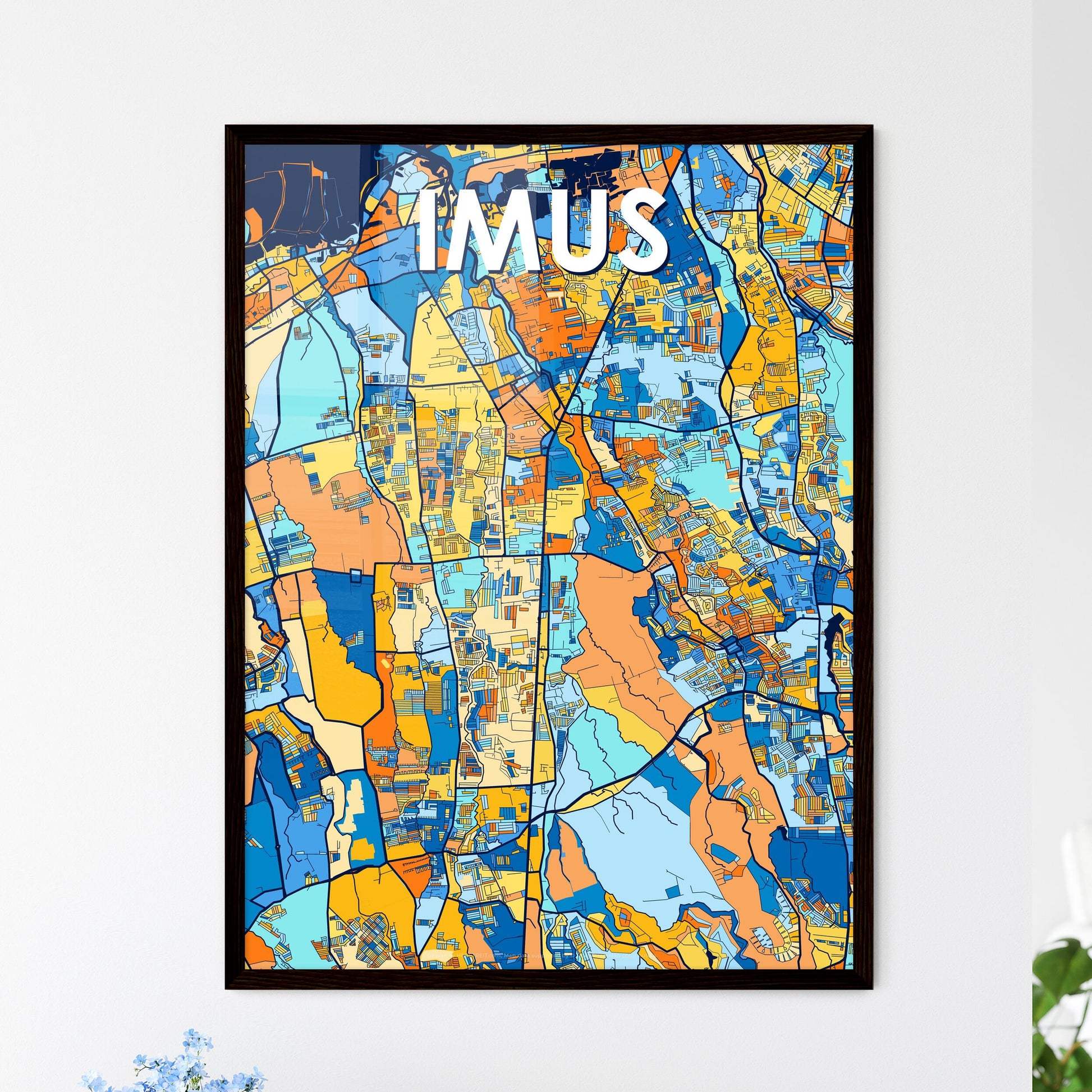 IMUS PHILIPPINES Vibrant Colorful Art Map Poster Blue Orange