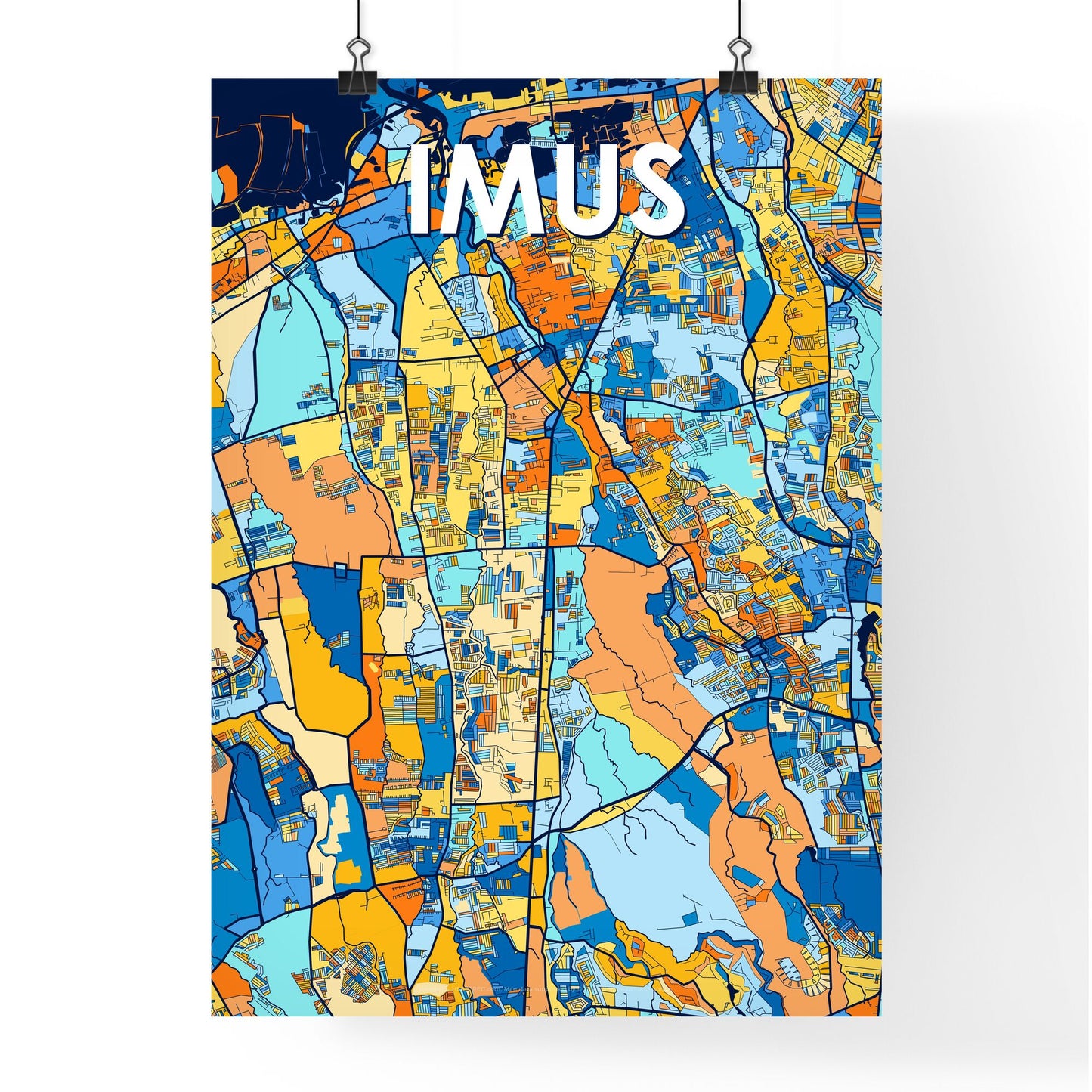 IMUS PHILIPPINES Vibrant Colorful Art Map Poster Blue Orange