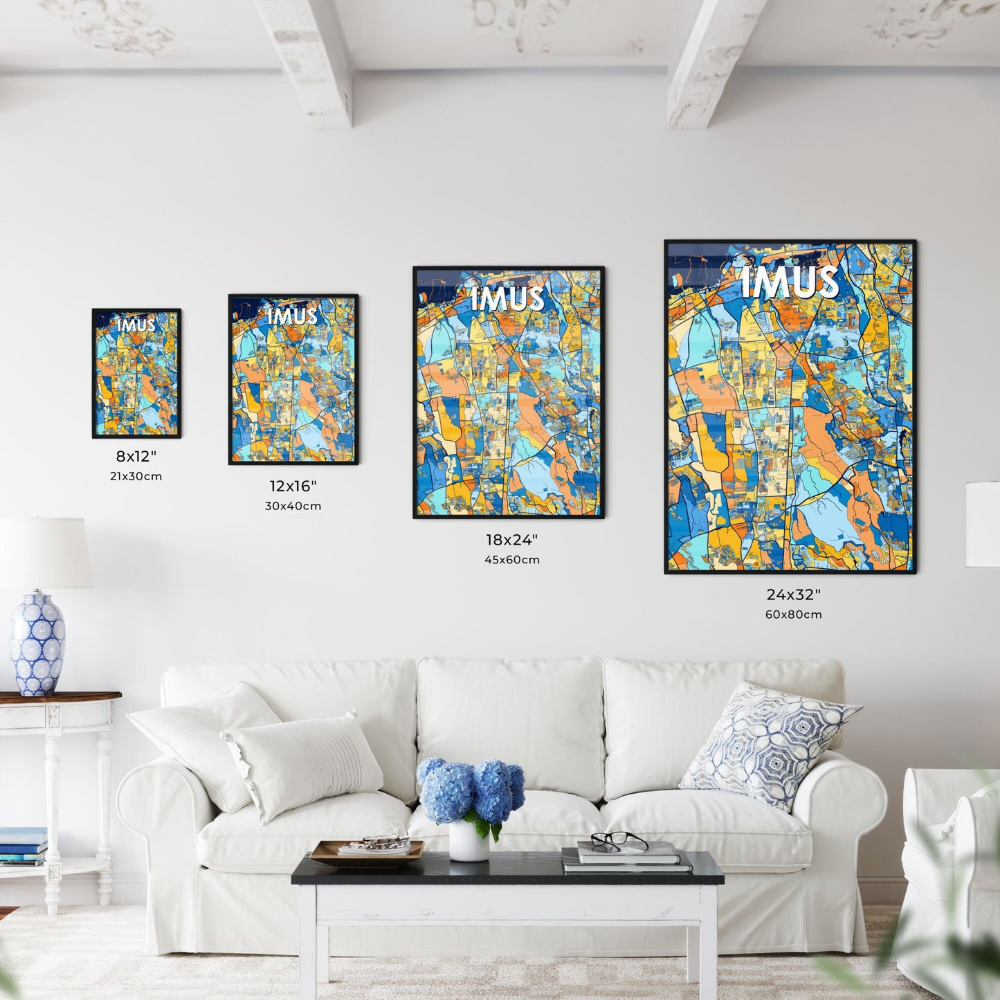 IMUS PHILIPPINES Vibrant Colorful Art Map Poster Blue Orange