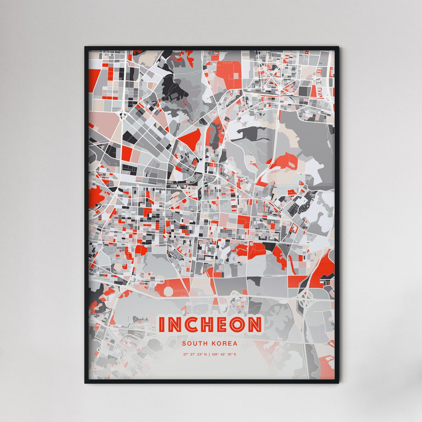 Colorful Incheon South Korea Fine Art Map Modern Expressive