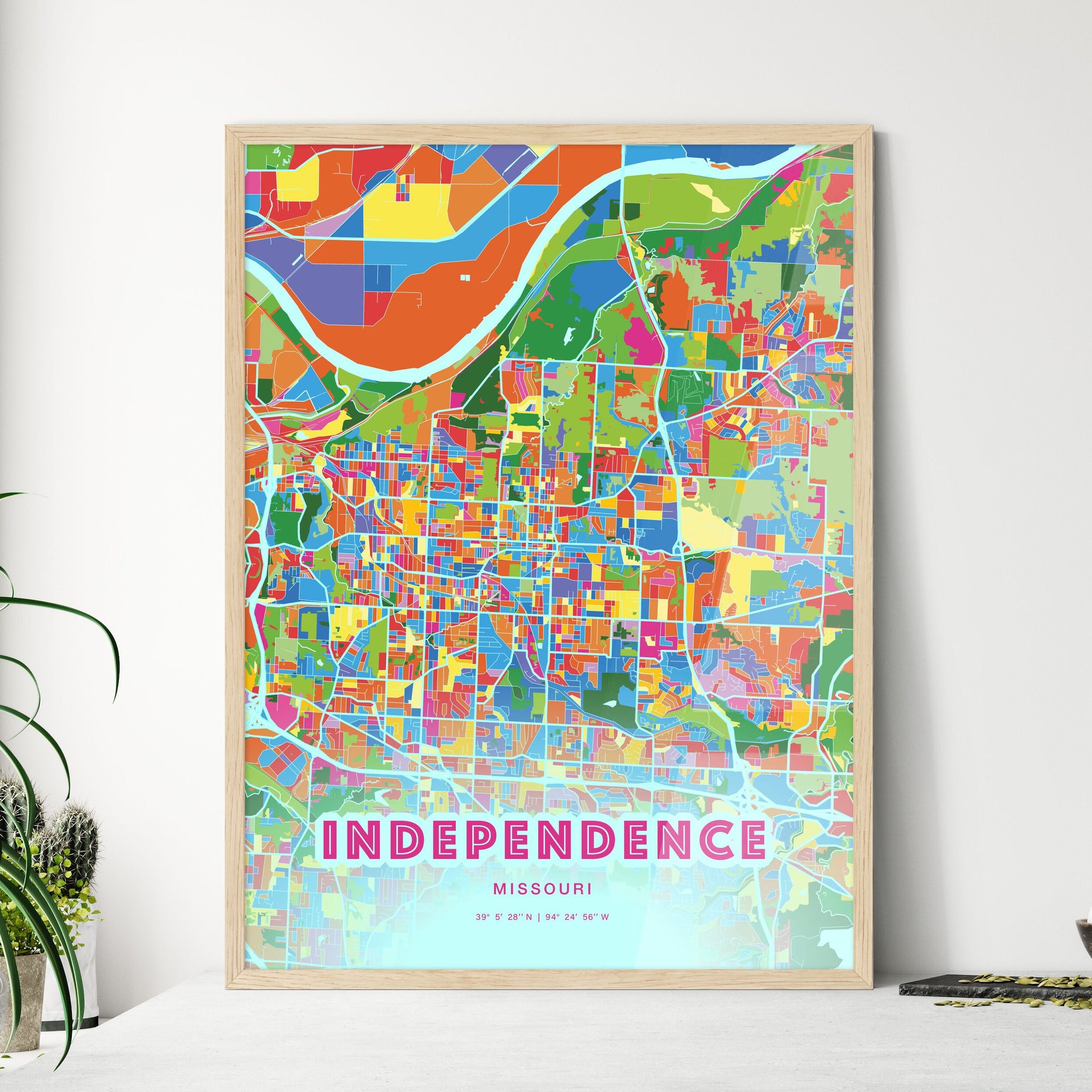 Colorful Independence Missouri Fine Art Map Crazy Colors