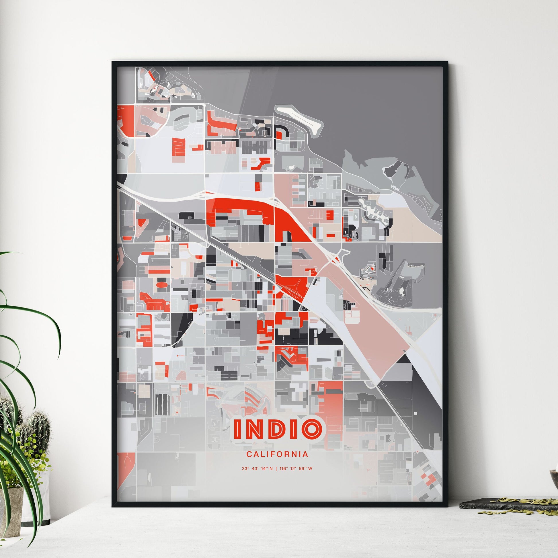 Colorful Indio California Fine Art Map Modern Expressive