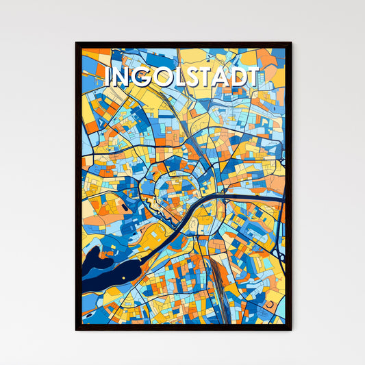 INGOLSTADT GERMANY Vibrant Colorful Art Map Poster Blue Orange