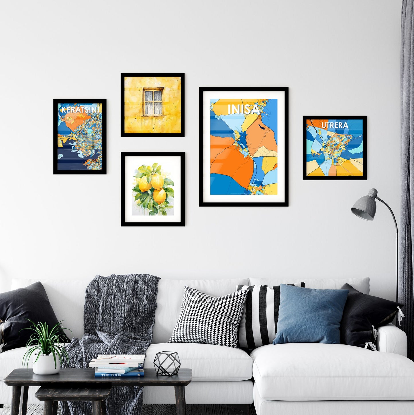 INISA NIGERIA Vibrant Colorful Art Map Poster Blue Orange