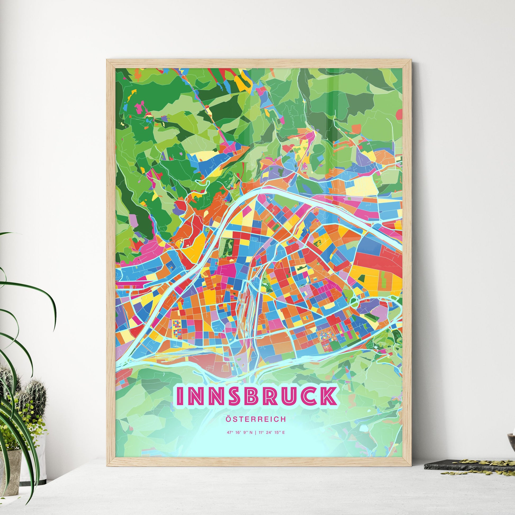 Colorful Innsbruck Austria Fine Art Map Crazy Colors