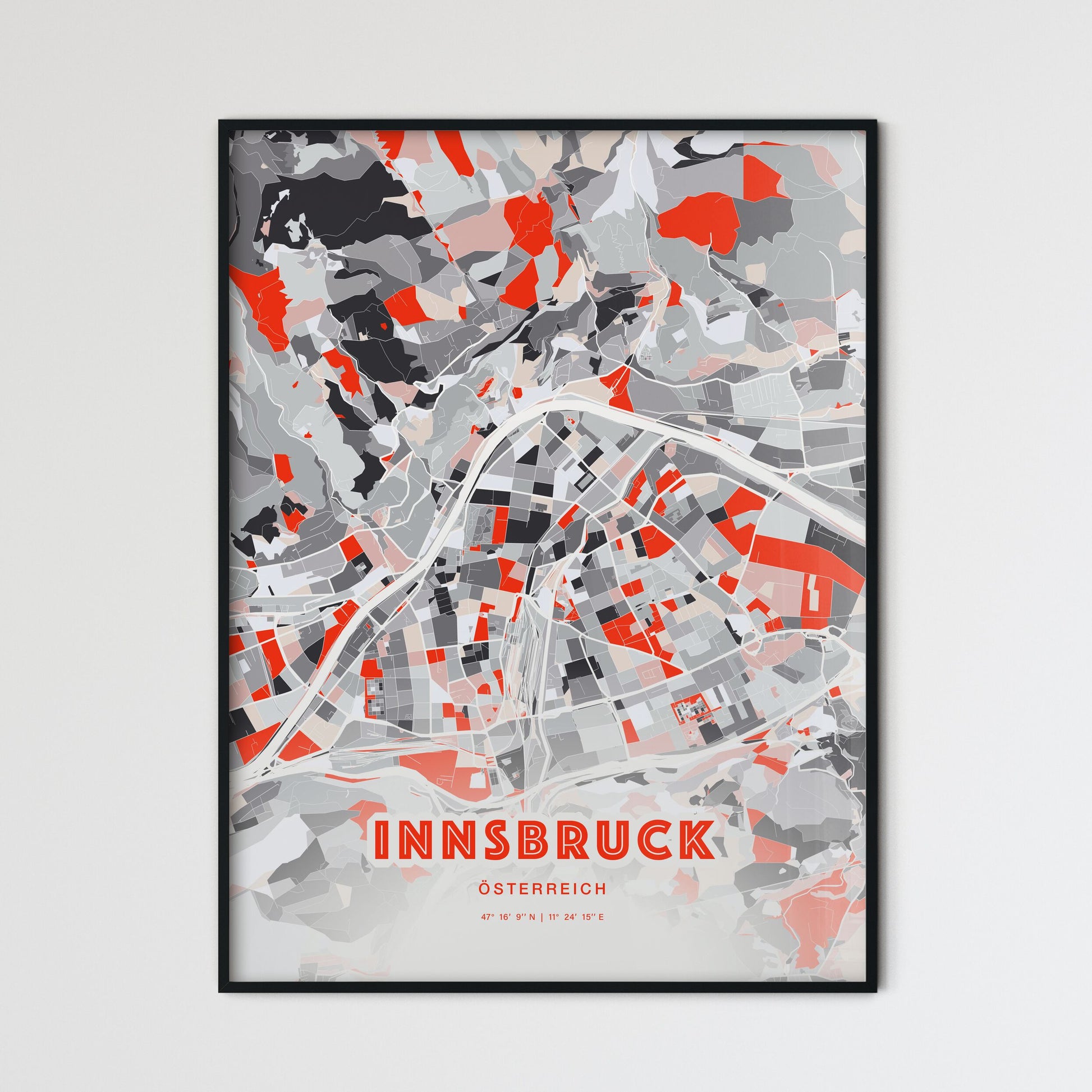 Colorful Innsbruck Austria Fine Art Map Modern Expressive