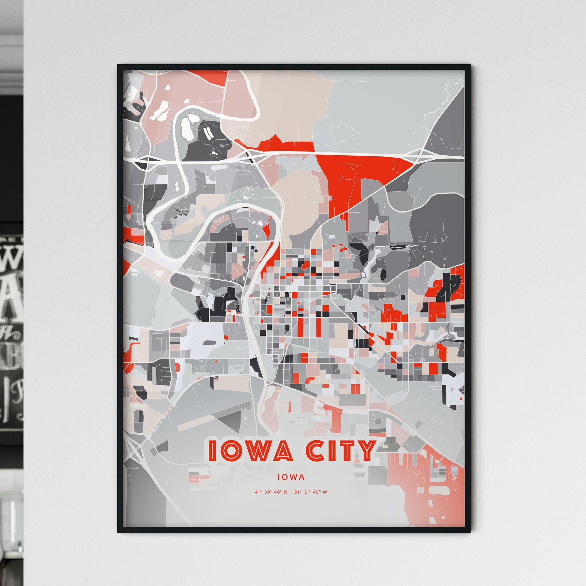 Colorful Iowa City Iowa Fine Art Map Modern Expressive