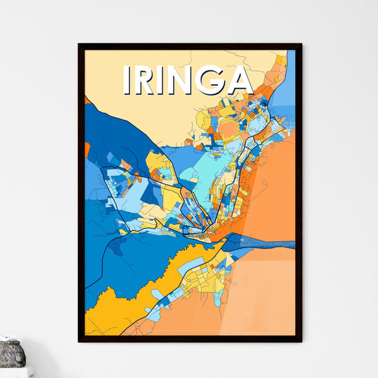 IRINGA TANZANIA Vibrant Colorful Art Map Poster Blue Orange