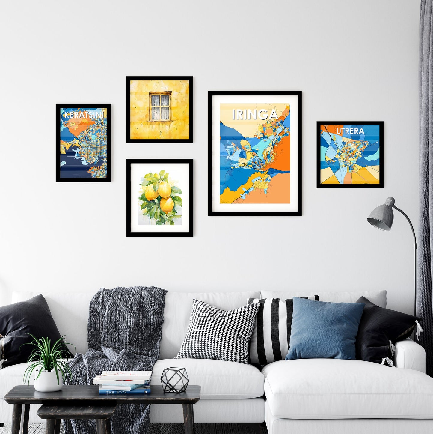 IRINGA TANZANIA Vibrant Colorful Art Map Poster Blue Orange