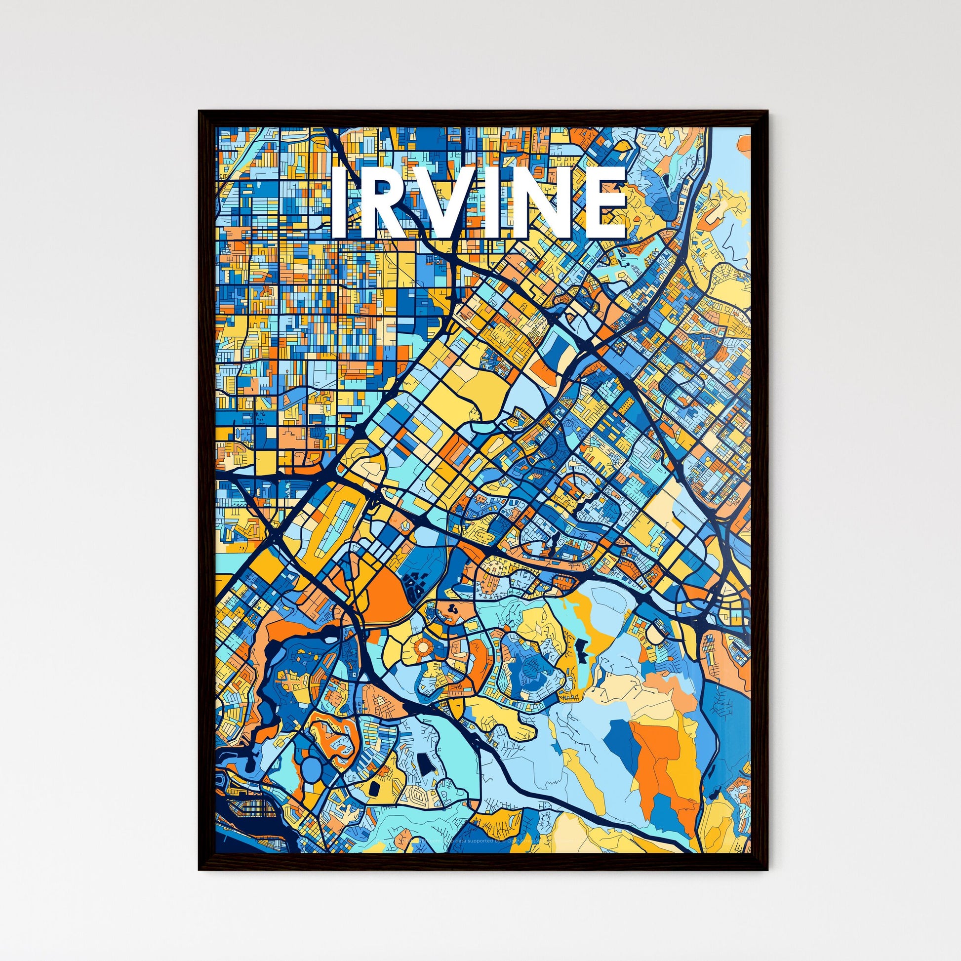 IRVINE CALIFORNIA Vibrant Colorful Art Map Poster Blue Orange