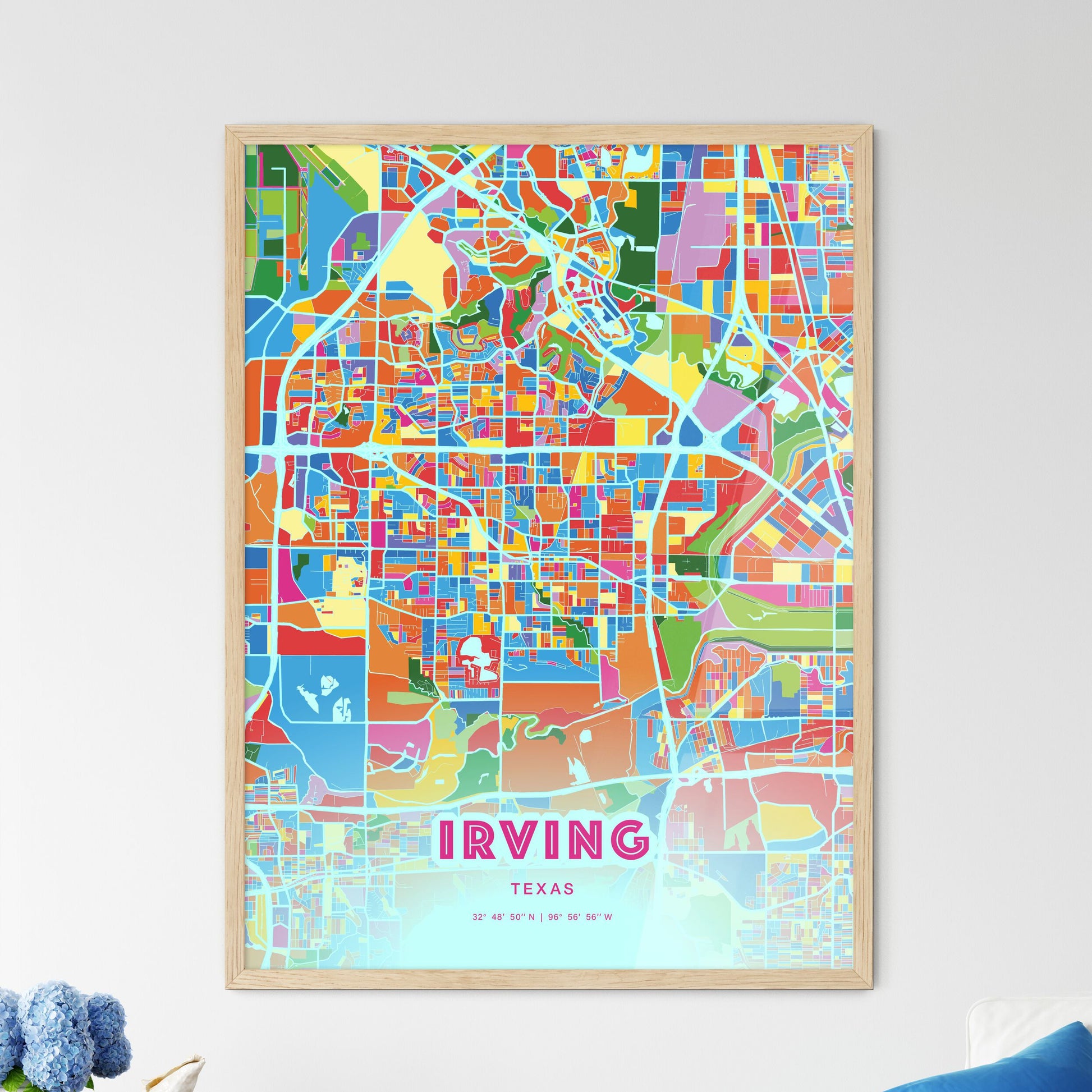 Colorful Irving Texas Fine Art Map Crazy Colors
