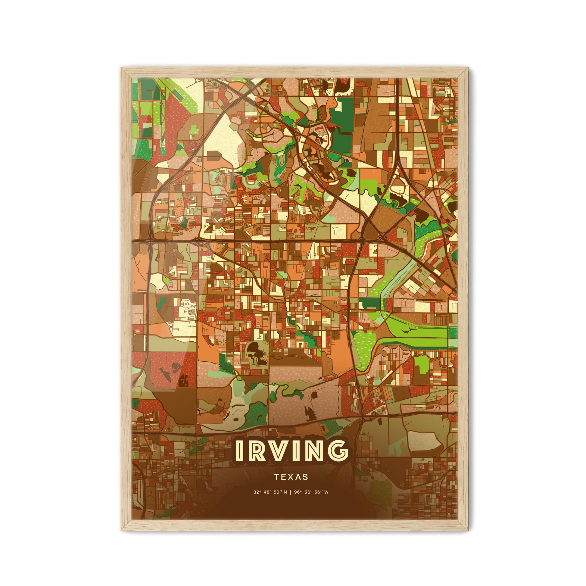 Colorful Irving Texas Fine Art Map Farmhouse