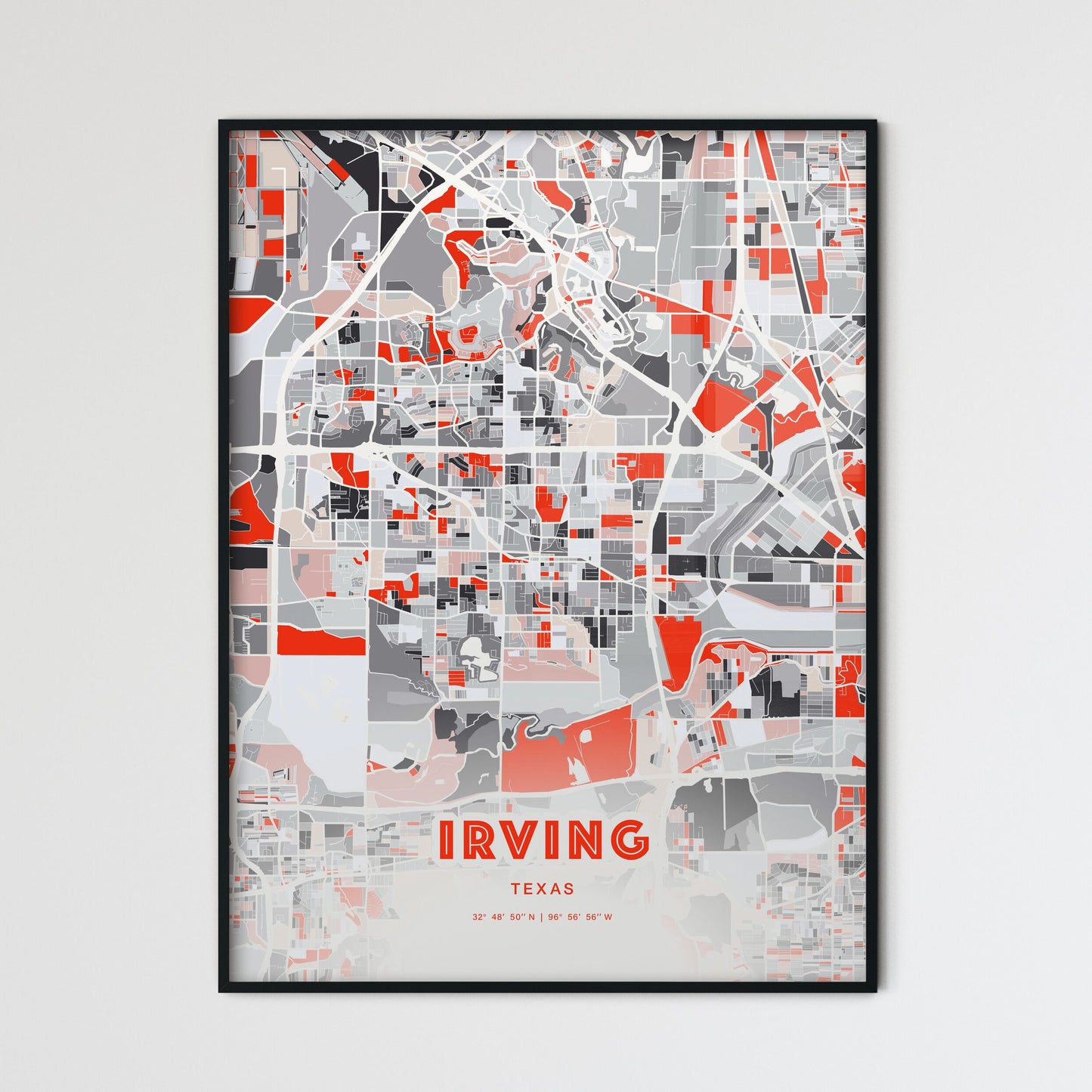Colorful Irving Texas Fine Art Map Modern Expressive