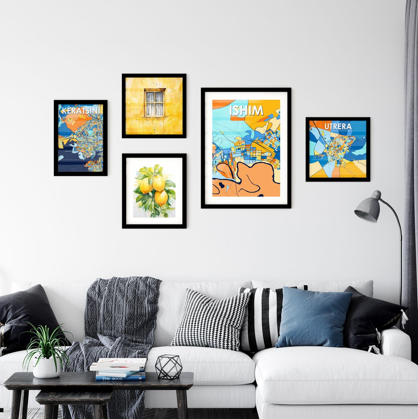 ISHIM RUSSIA Vibrant Colorful Art Map Poster Blue Orange