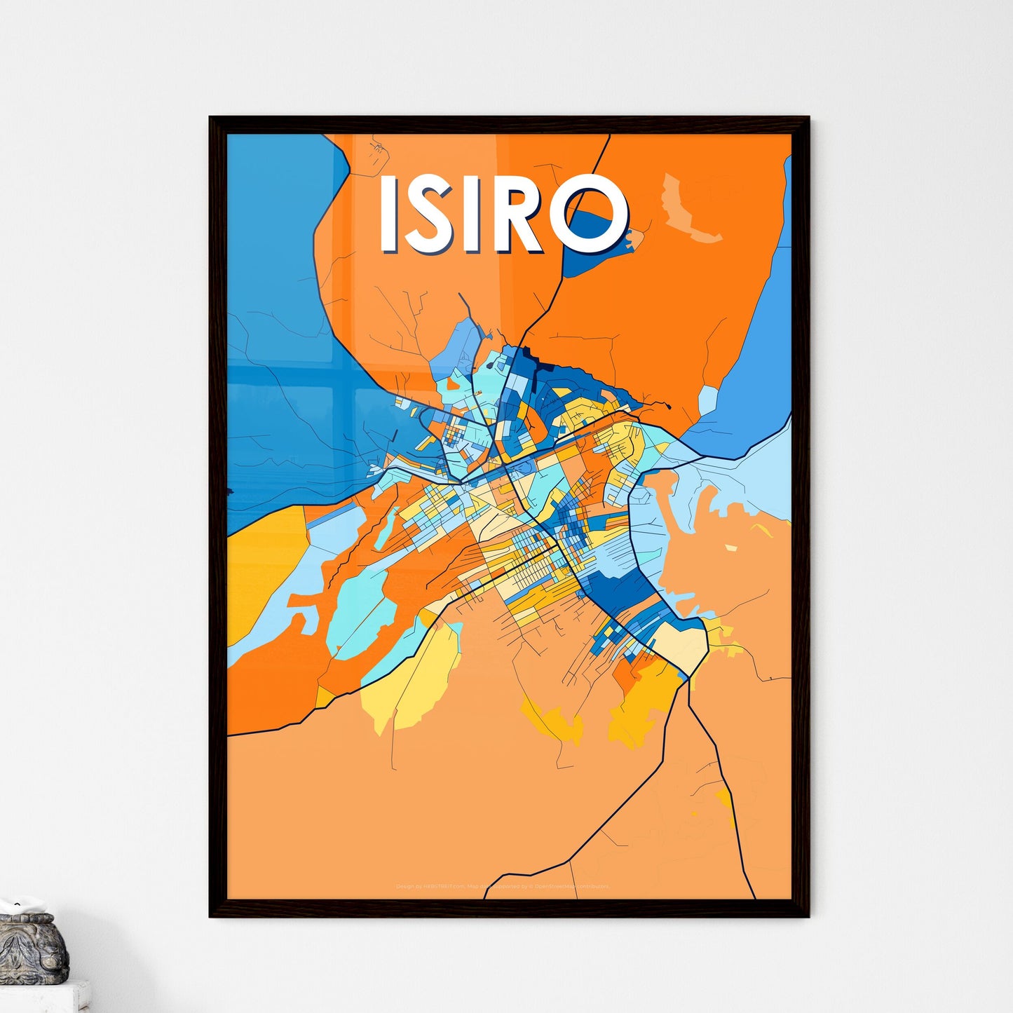 ISIRO DR CONGO Vibrant Colorful Art Map Poster Blue Orange