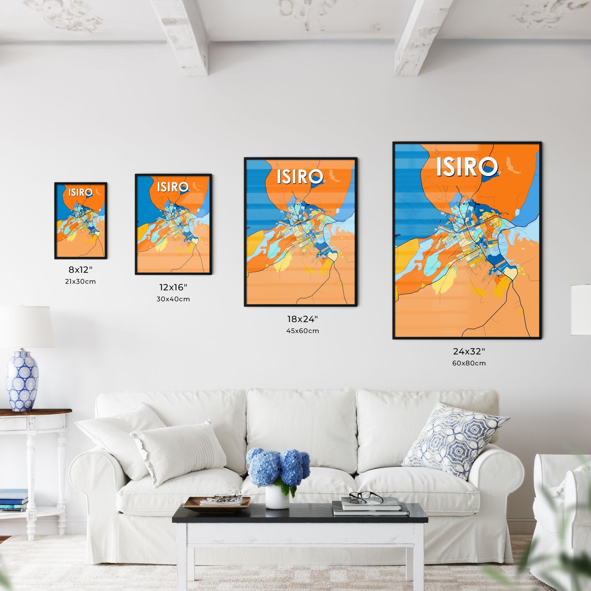 ISIRO DR CONGO Vibrant Colorful Art Map Poster Blue Orange