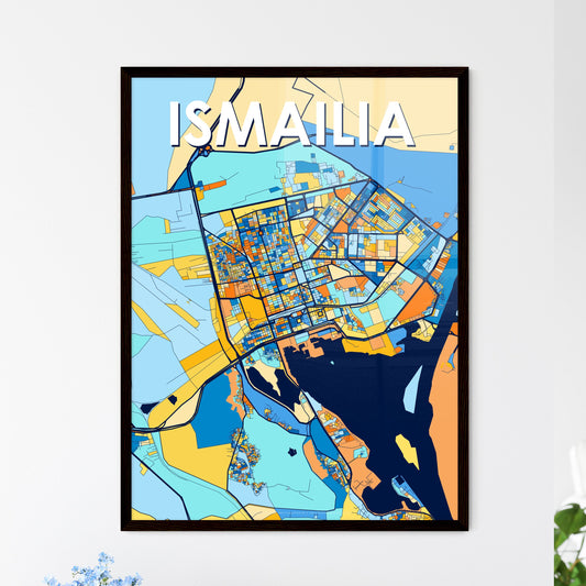 ISMAILIA EGYPT Vibrant Colorful Art Map Poster Blue Orange