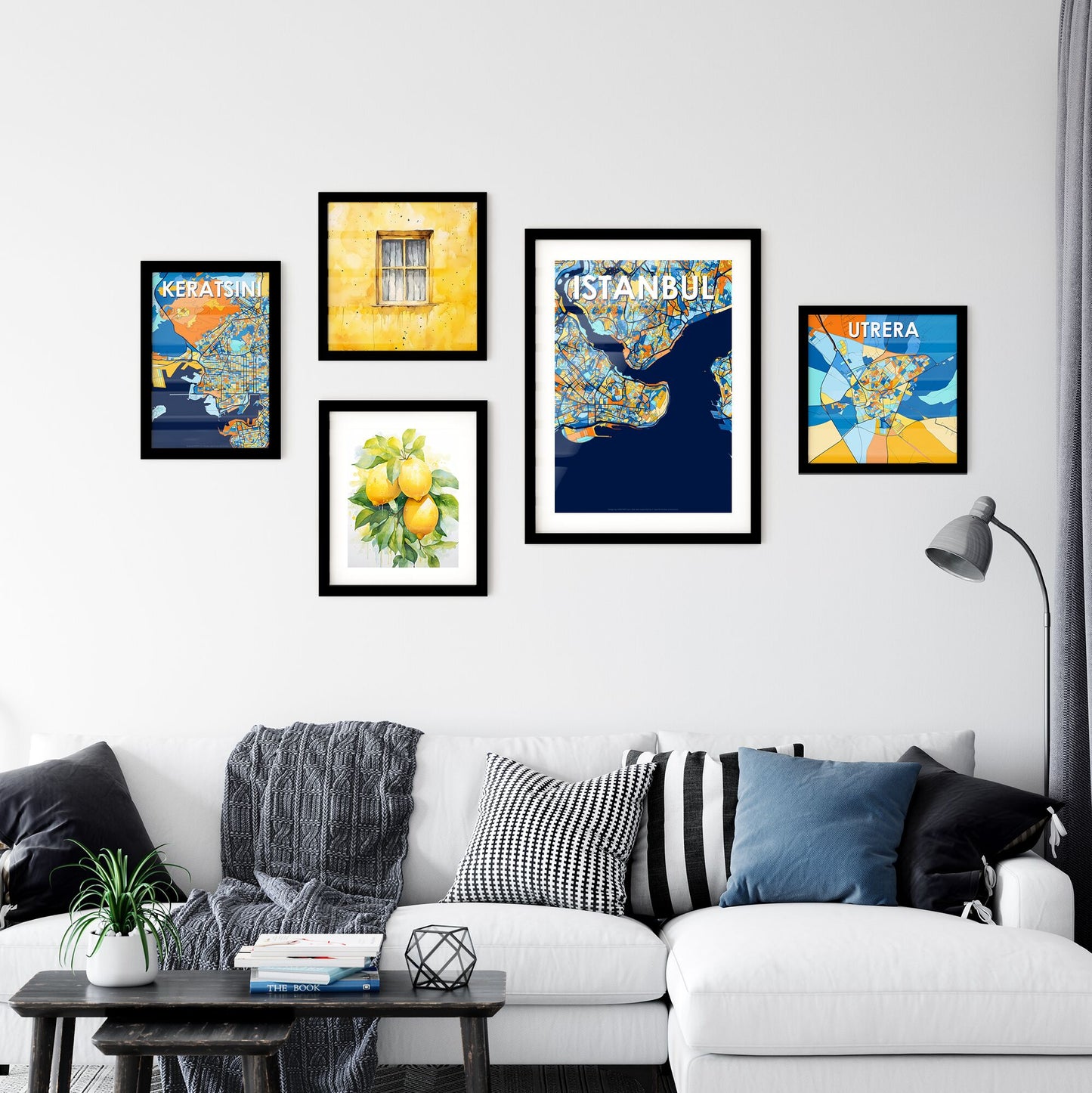 ISTANBUL TURKEY Vibrant Colorful Art Map Poster Blue Orange