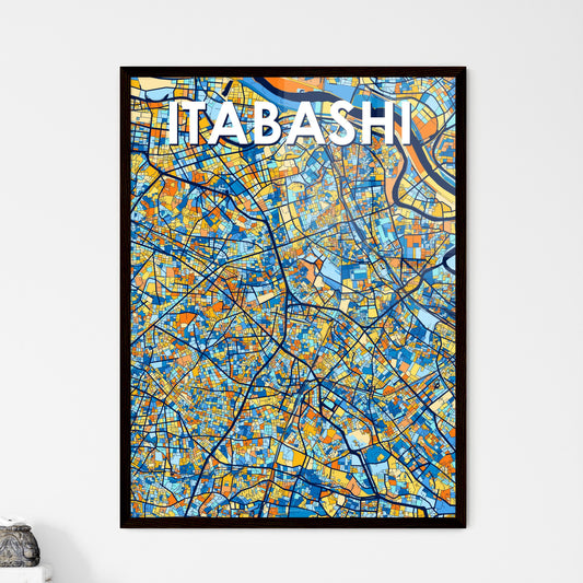 ITABASHI JAPAN Vibrant Colorful Art Map Poster Blue Orange