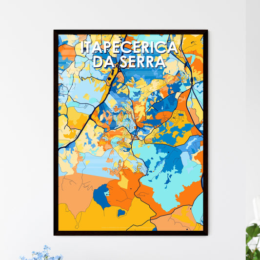 ITAPECERICA DA SERRA BRAZIL Vibrant Colorful Art Map Poster Blue Orange