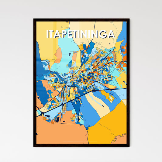 ITAPETININGA BRAZIL Vibrant Colorful Art Map Poster Blue Orange