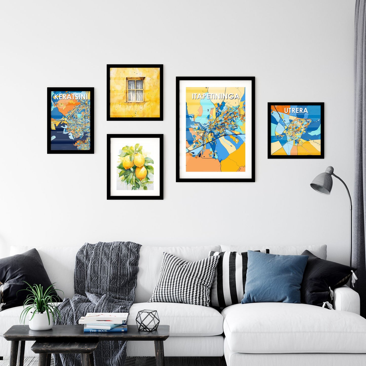 ITAPETININGA BRAZIL Vibrant Colorful Art Map Poster Blue Orange