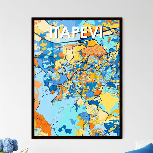 ITAPEVI BRAZIL Vibrant Colorful Art Map Poster Blue Orange