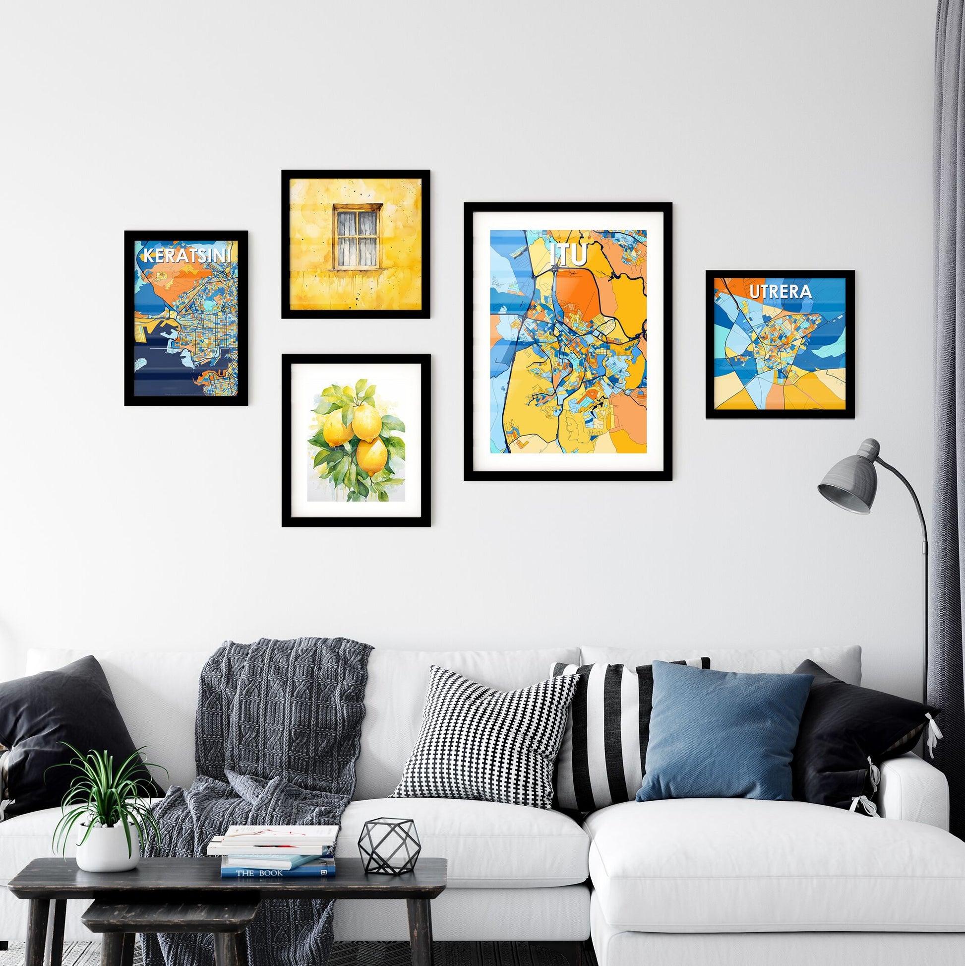 ITU BRAZIL Vibrant Colorful Art Map Poster Blue Orange