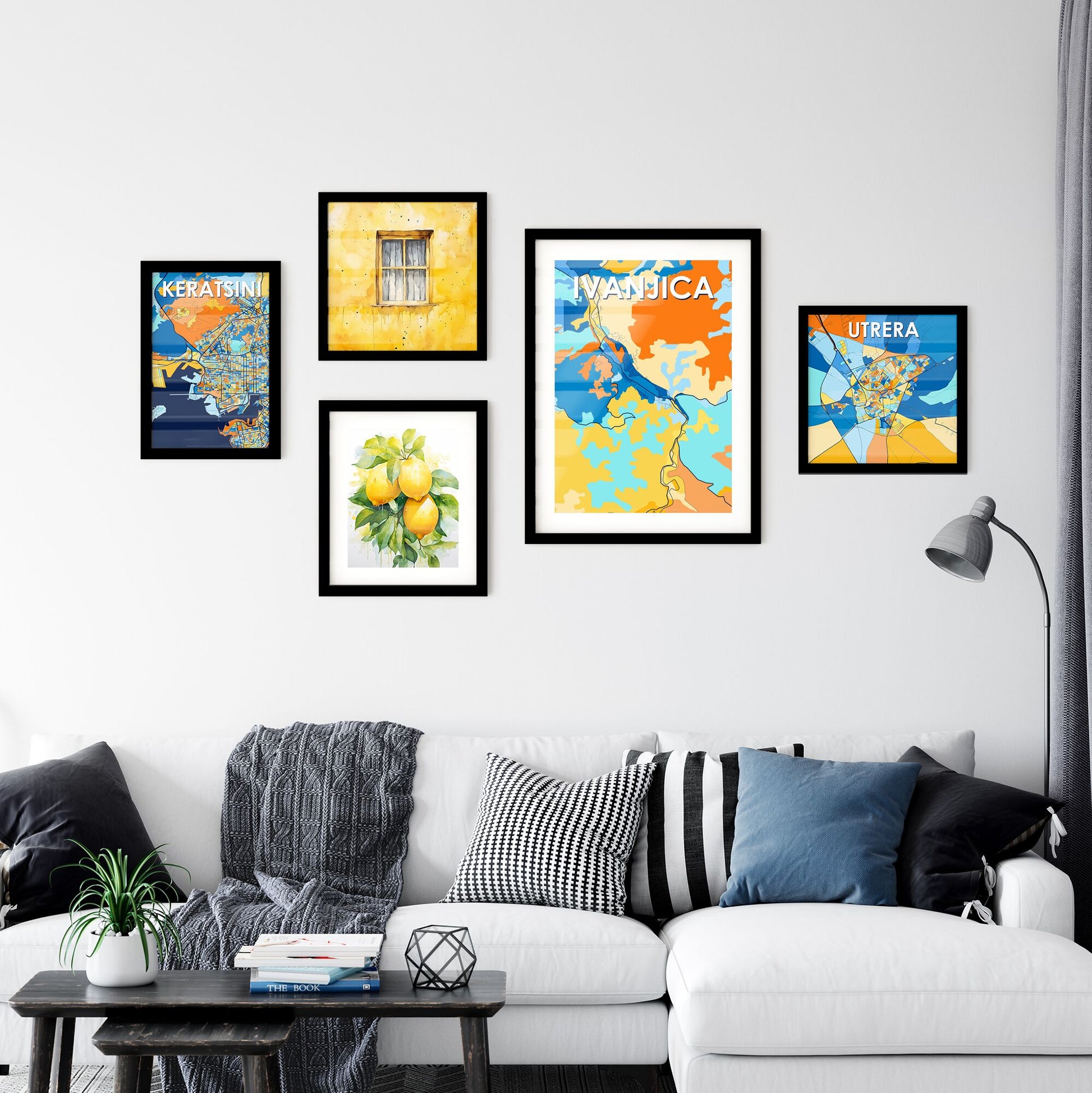 IVANJICA SERBIA Vibrant Colorful Art Map Poster Blue Orange