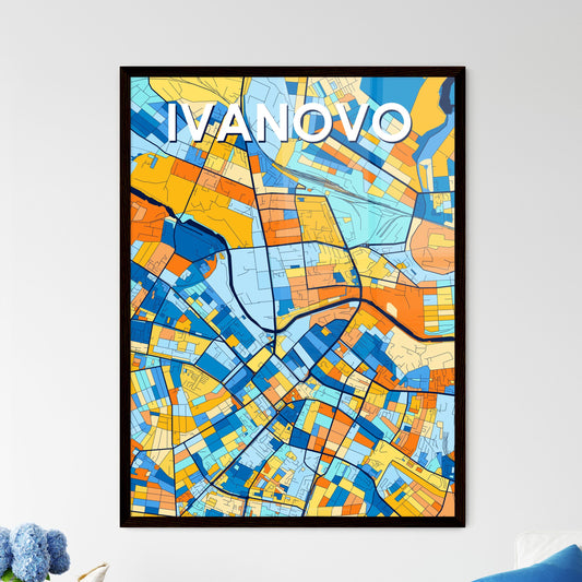 IVANOVO RUSSIA Vibrant Colorful Art Map Poster Blue Orange