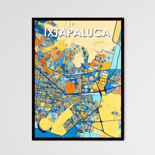 IXTAPALUCA MEXICO Vibrant Colorful Art Map Poster Blue Orange