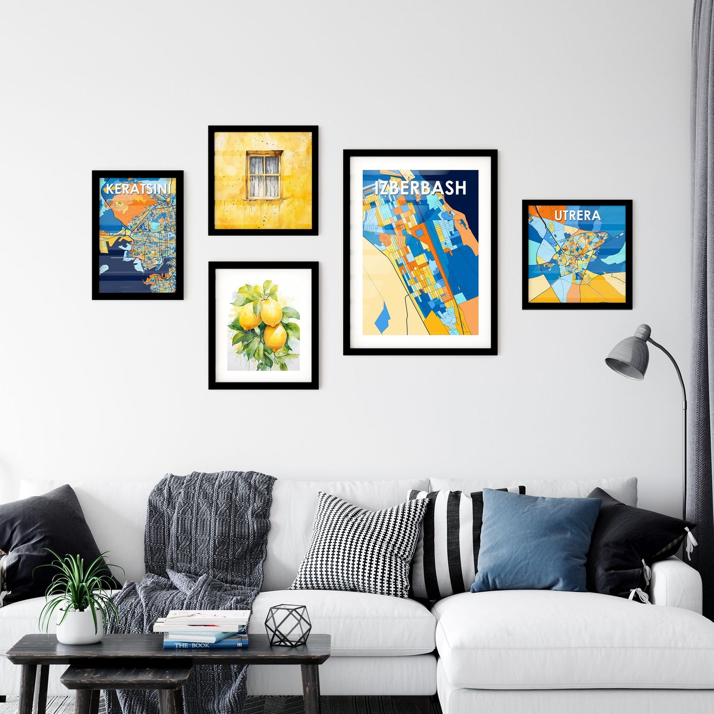 IZBERBASH RUSSIA Vibrant Colorful Art Map Poster Blue Orange