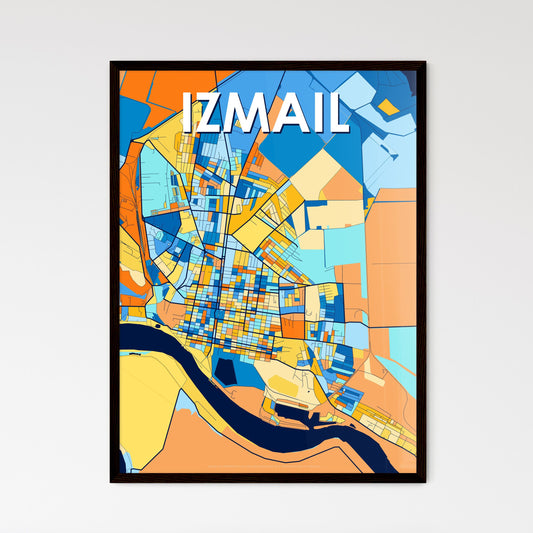 IZMAIL UKRAINE Vibrant Colorful Art Map Poster Blue Orange