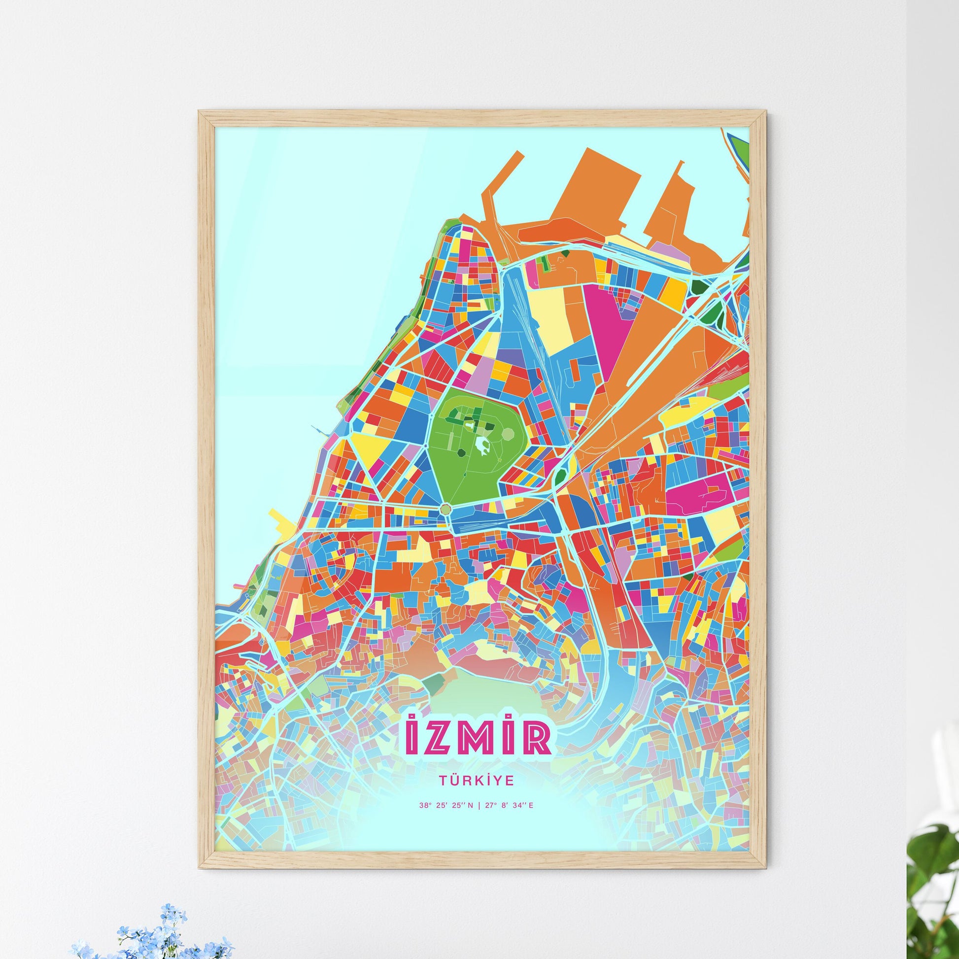 Colorful İzmir Turkey Fine Art Map Crazy Colors