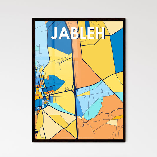 JABLEH SYRIA Vibrant Colorful Art Map Poster Blue Orange