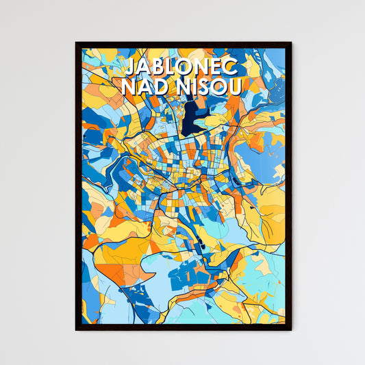 JABLONEC NAD NISOU CZECHIA Vibrant Colorful Art Map Poster Blue Orange