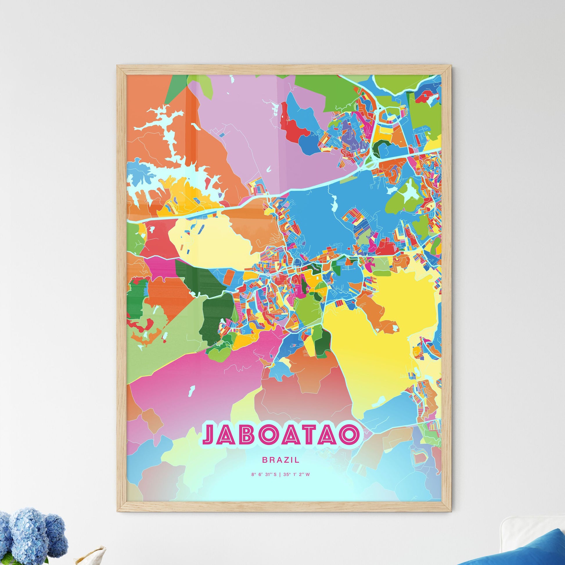 Colorful Jaboatao Brazil Fine Art Map Crazy Colors