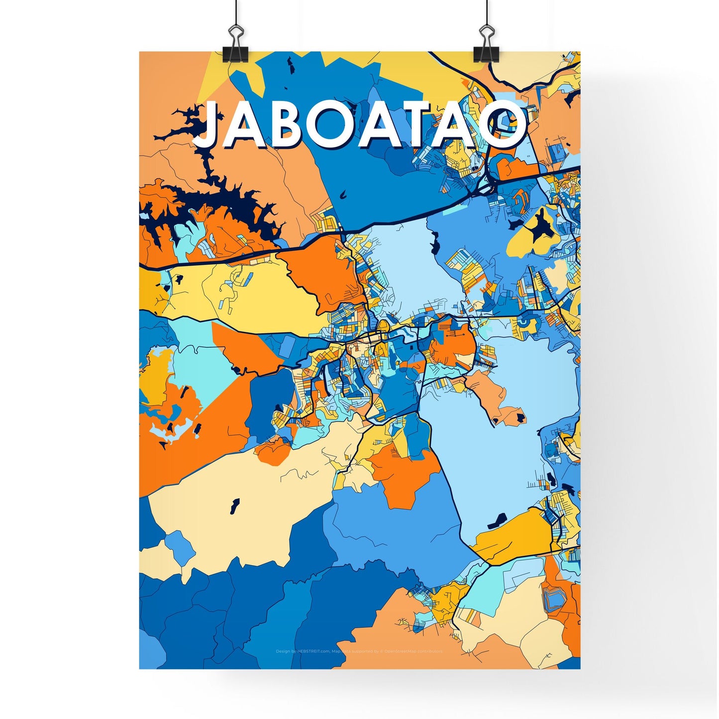 JABOATAO BRAZIL Vibrant Colorful Art Map Poster Blue Orange