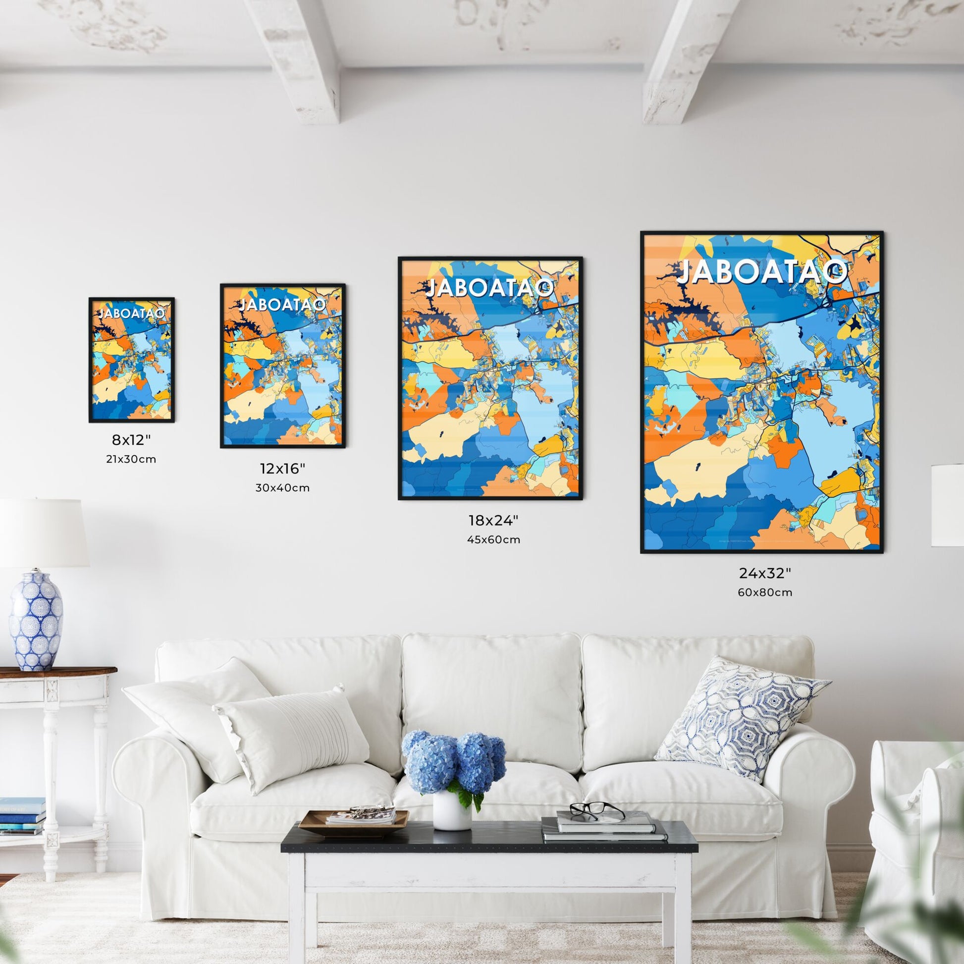 JABOATAO BRAZIL Vibrant Colorful Art Map Poster Blue Orange