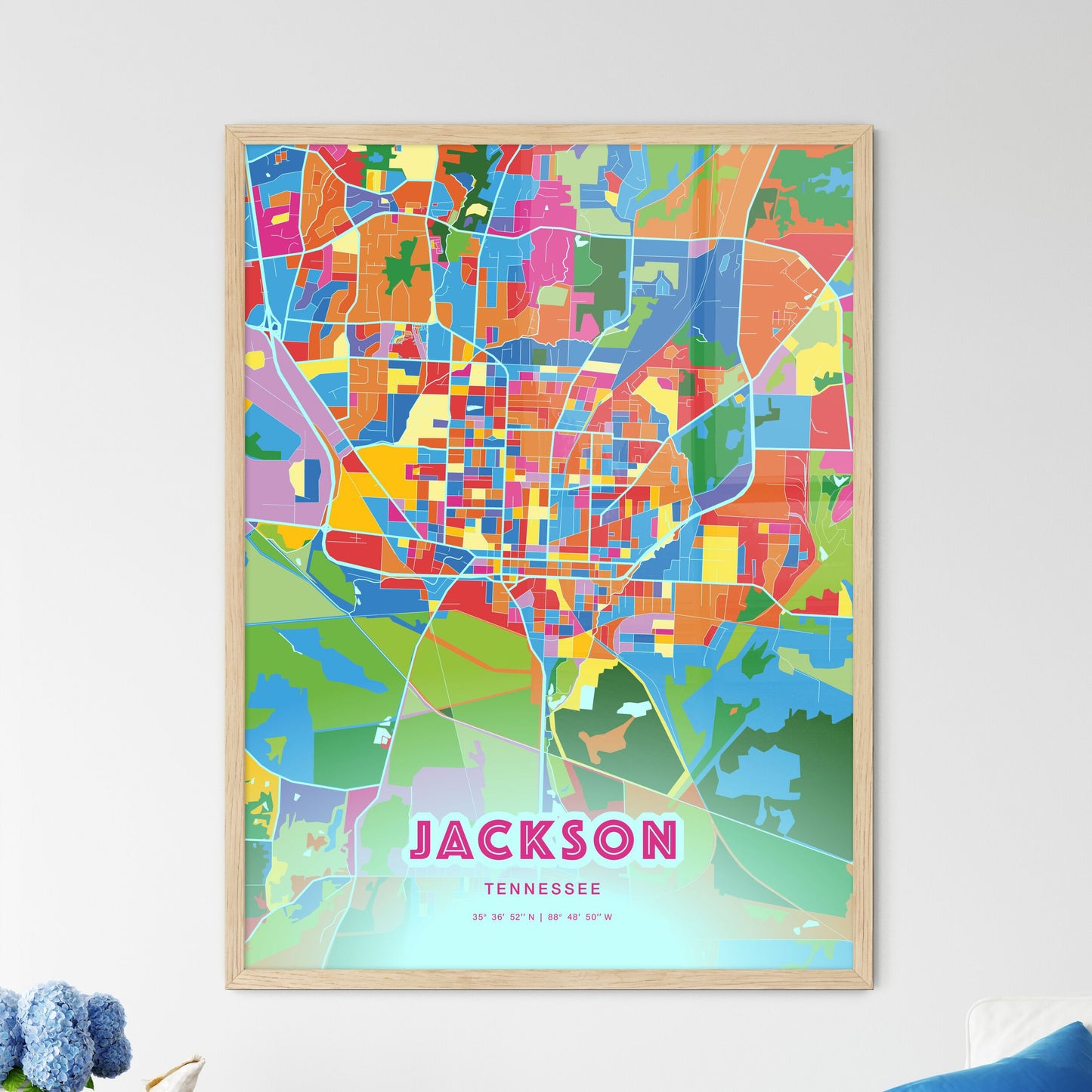 Colorful Jackson Tennessee Fine Art Map Crazy Colors