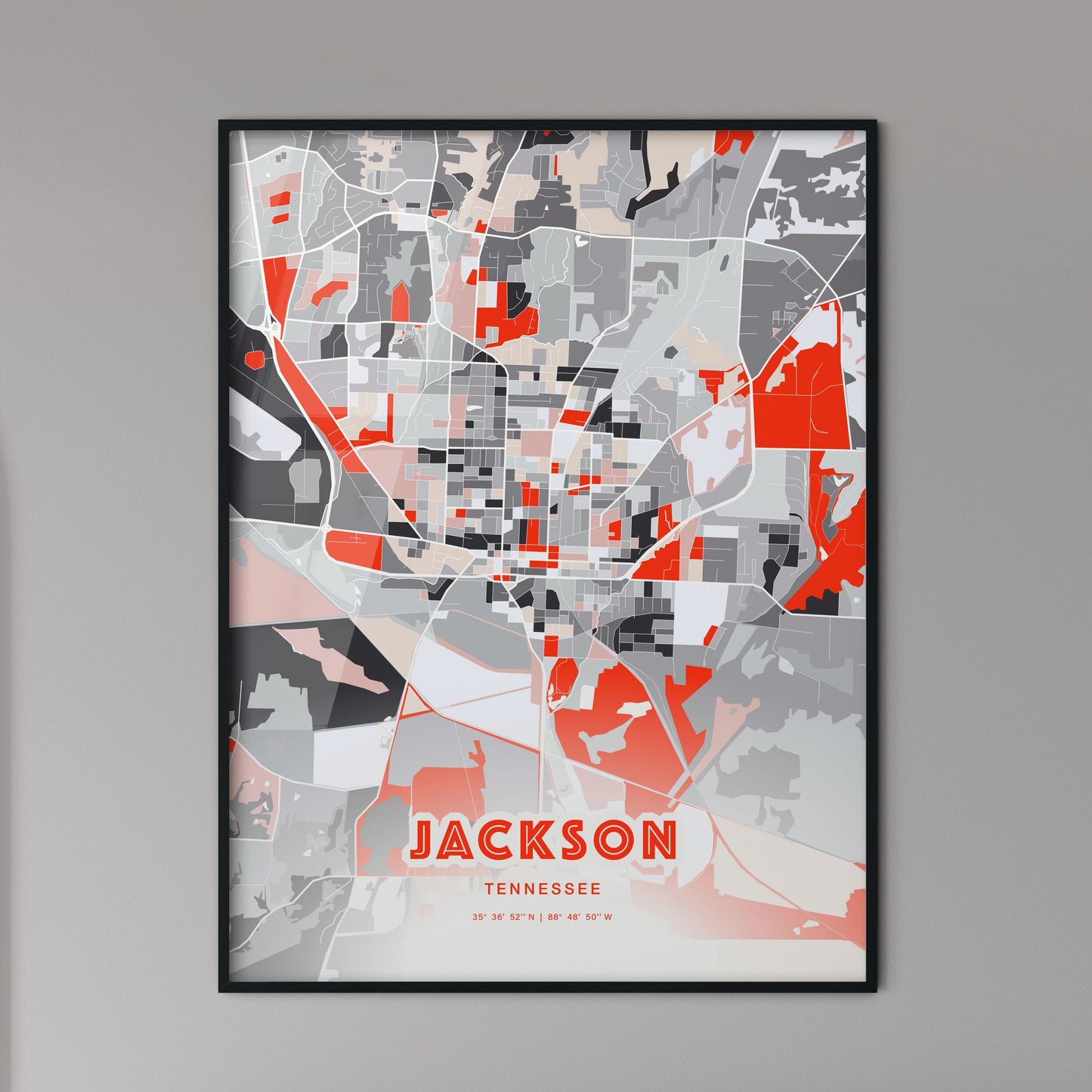 Colorful Jackson Tennessee Fine Art Map Modern Expressive