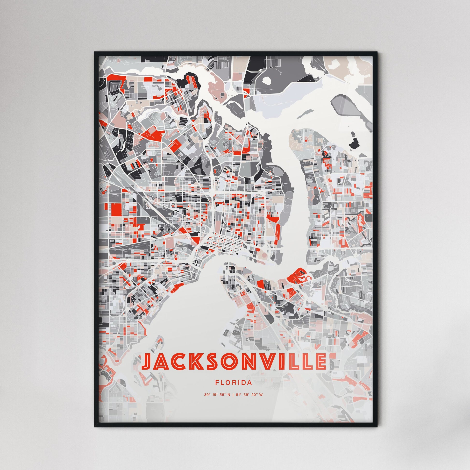 Colorful Jacksonville Florida Fine Art Map Modern Expressive